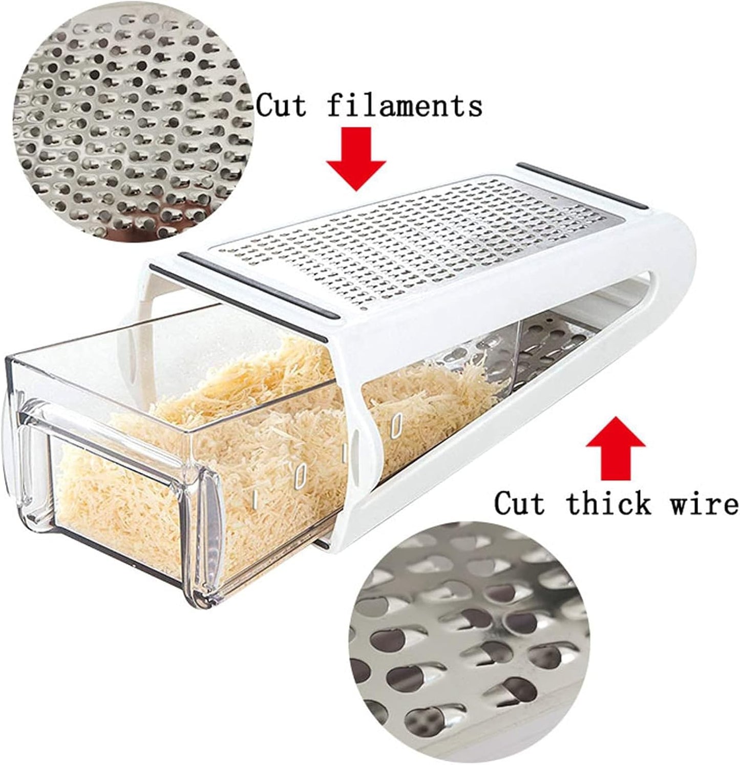 Cheese Grater, Multipurpose Kitchen Box Grater Food Grater Vegetable Shredder with Storage Container for Cheese, Vegetables, Ginger, Garlic (1)
