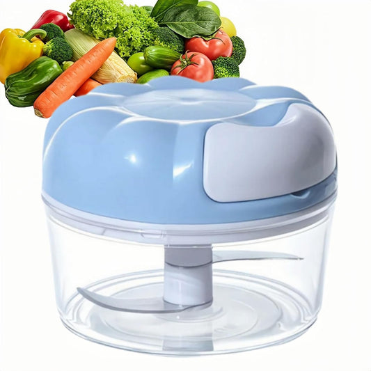 Mini Manual Food Processor Vegetable Chopper,Portable Hand Pull String Onion Chopper for Veggies, Fruits, Garlic, Nuts, Herbs, Ice cube,Cooking Gadgets & Kitchen Essentials,160ml (Blue)