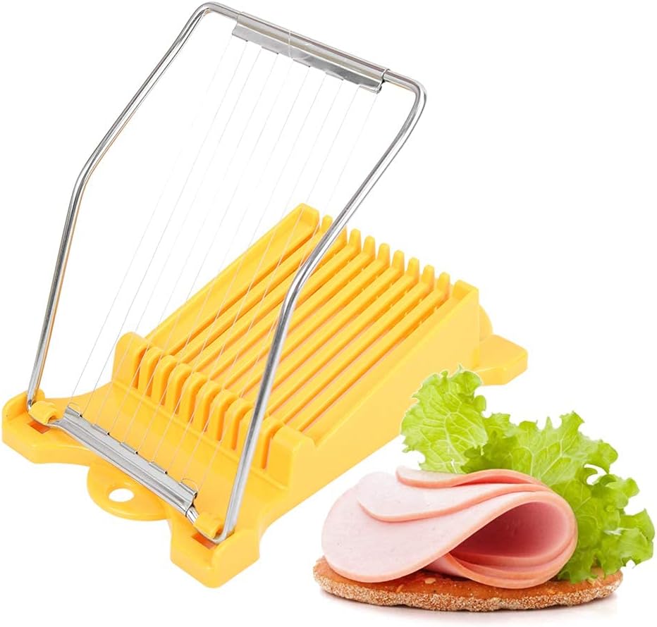 Luncheon Meat Slicer, Veggie Sheet Slicer Quality Stainless Steel 10 Wires Butter Slicer Cutter for 11 Thinner Slices for Soft Fruit Strawberry Luncheon Meat Ham Boiled Egg Cheese Home Use