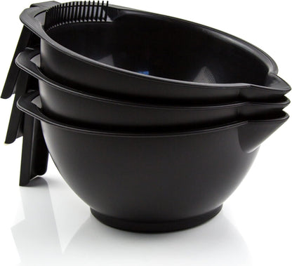 Hair Dye Bowl and Whisk Set - 3 Salon Tint Mixing Bowls - 3 Color Whisks