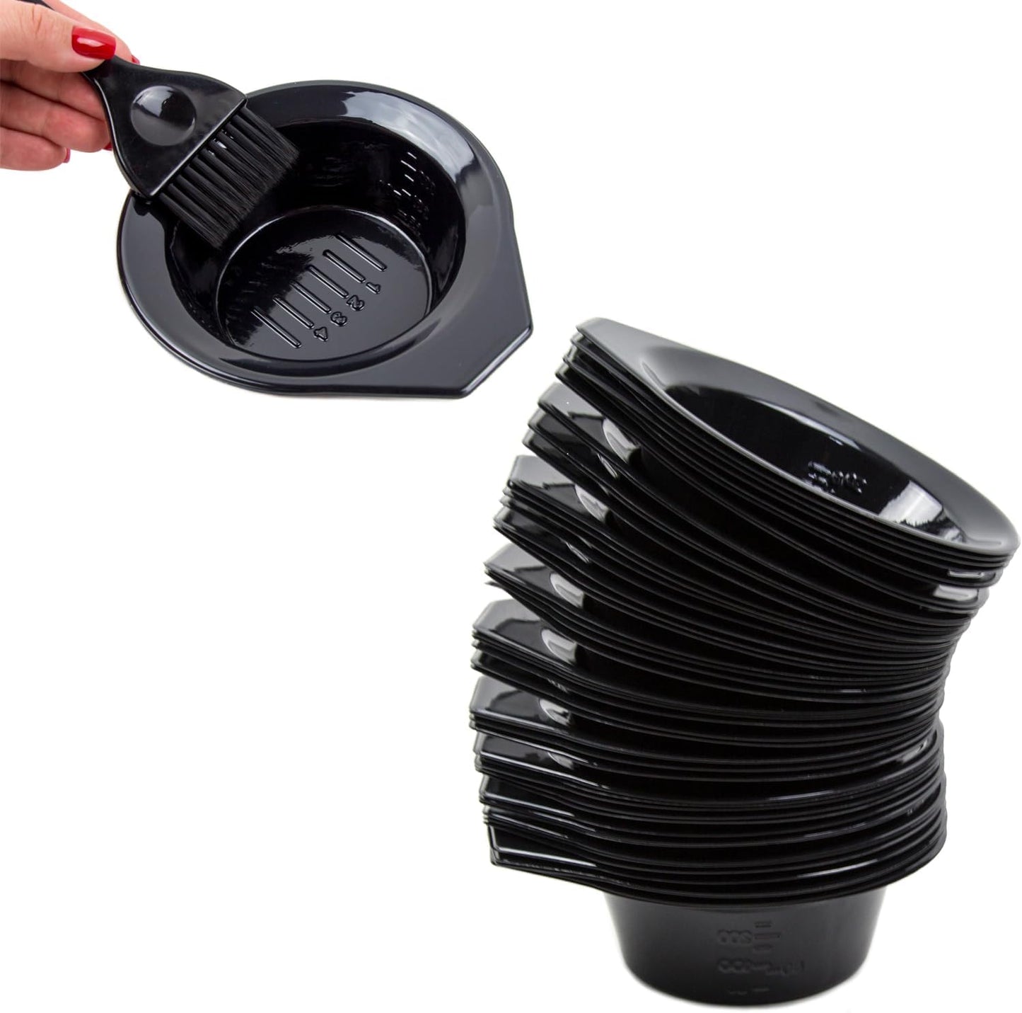 Hair Dye Bowl and Whisk Set - 3 Salon Tint Mixing Bowls - 3 Color Whisks