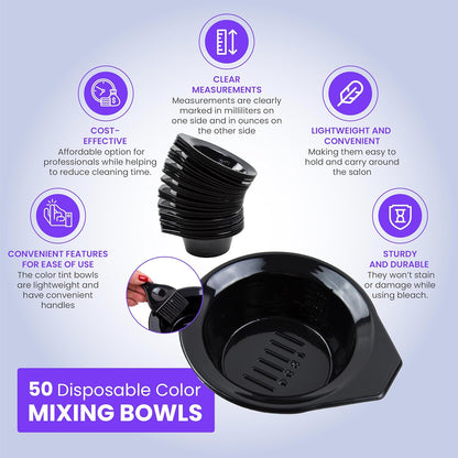 Hair Dye Bowl and Whisk Set - 3 Salon Tint Mixing Bowls - 3 Color Whisks