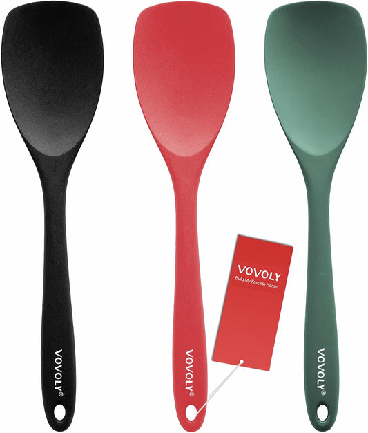 Upgrade Silicone Spatula Spoon Set, Heat Resistant Rubber Spoonula, Seamless Non-Stick Flexible Scrapers for Baking Mixing Tool,3 Pack