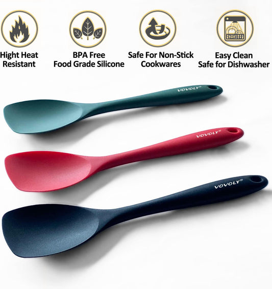 Upgrade Silicone Spatula Spoon Set, Heat Resistant Rubber Spoonula, Seamless Non-Stick Flexible Scrapers for Baking Mixing Tool,3 Pack