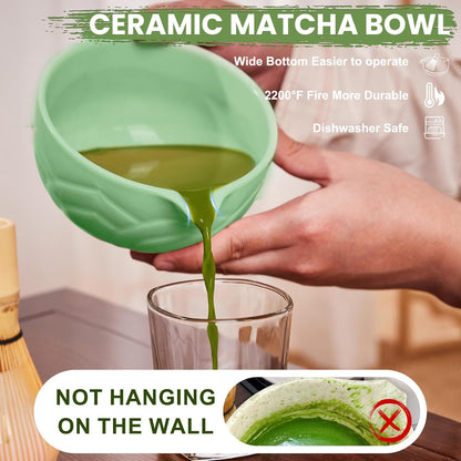 Matcha Whisk Set, Lotus Gradient Red Ceramic Matcha Set Includes Matcha Bowl, Matcha Whisk (Chasen) and Holder, Sifter, Bamboo Scoop & Spoon - 6 Pcs Matcha Kit for Matcha Lovers