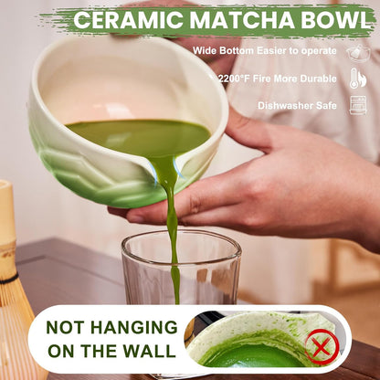 Matcha Whisk Set, Lotus Gradient Red Ceramic Matcha Set Includes Matcha Bowl, Matcha Whisk (Chasen) and Holder, Sifter, Bamboo Scoop & Spoon - 6 Pcs Matcha Kit for Matcha Lovers