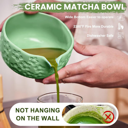 Matcha Whisk Set, Lotus Gradient Red Ceramic Matcha Set Includes Matcha Bowl, Matcha Whisk (Chasen) and Holder, Sifter, Bamboo Scoop & Spoon - 6 Pcs Matcha Kit for Matcha Lovers