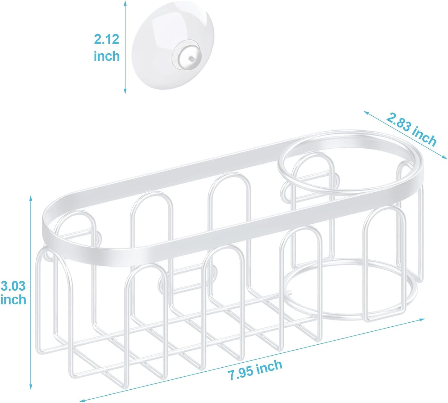 2-in-1 Sponge Holder for Kitchen Sink, Sink Caddy Kitchen Sink Organizer with 3 Suction Cups, No Drill Rustproof Sink Sponge Holder for Dish Brush, Soap & Sponge (Silver)