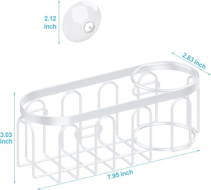 2-in-1 Sponge Holder for Kitchen Sink, Sink Caddy Kitchen Sink Organizer with 3 Suction Cups, No Drill Rustproof Sink Sponge Holder for Dish Brush, Soap & Sponge (Silver)