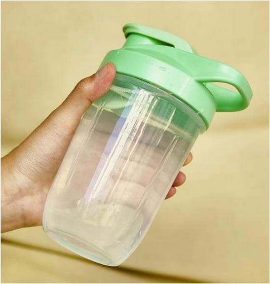 Protein Shaker Bottle 400ML/16Oz w. Shaker Ball for Protein Shake, Shaker Bottle with Mixing Ball, Leak-Proof, BPA-Free, for Gym, Workout, Juice Mixer (Green/Clear, 16Oz-400ML-1Bottle)