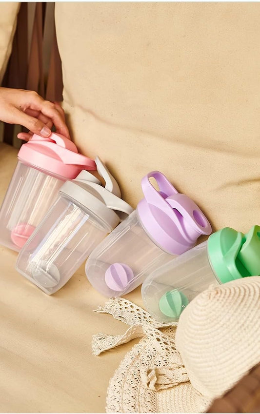 Protein Shaker Bottle 400ML/16Oz w. Shaker Ball for Protein Shake, Shaker Bottle with Mixing Ball, Leak-Proof, BPA-Free, for Gym, Workout, Juice Mixer (Green/Clear, 16Oz-400ML-1Bottle)