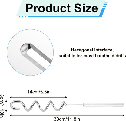 Meat Grinder & Egg Beater Drill Attachment, 304 Stainless Steel Mixer Tool for Standard Electric Drills for Ground Meat Patties Dough Cream & Batters (Silver)