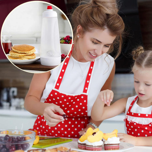 Pancake Batter Dispenser & Squeeze Mixer Bottle with Whisk Ball | 1000ml batter dispenser with melt-proof tip for Blackstone griddles. Ideal for waffles, cupcakes, muffins & crepe baking.