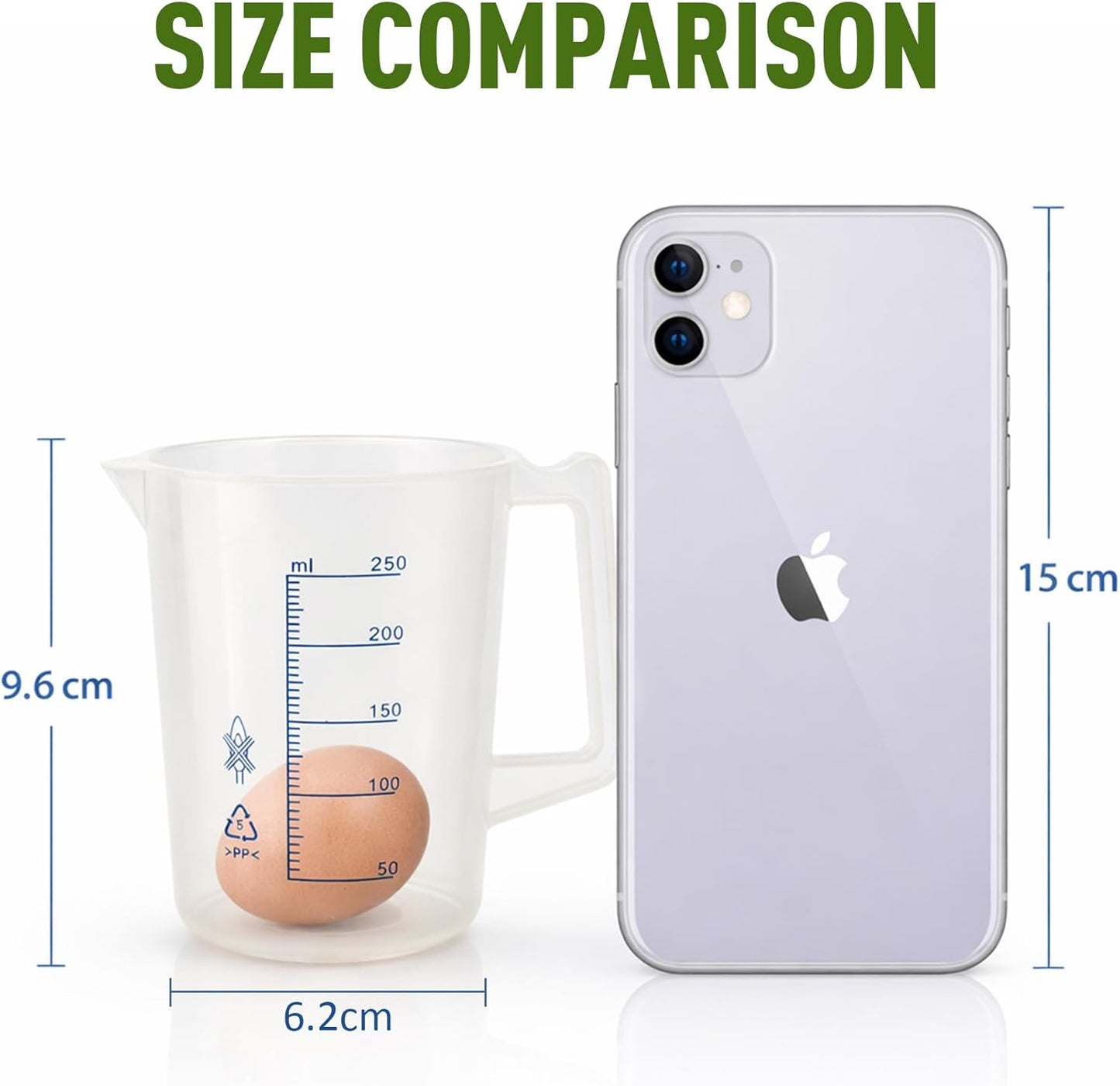 8oz Plastic Measuring Pitcher, 250mL Polypropylene Measuring Cup with Blue Scale and Handle, Measuring Container for Laboratory, School Teaching, and Household, 1 PCS