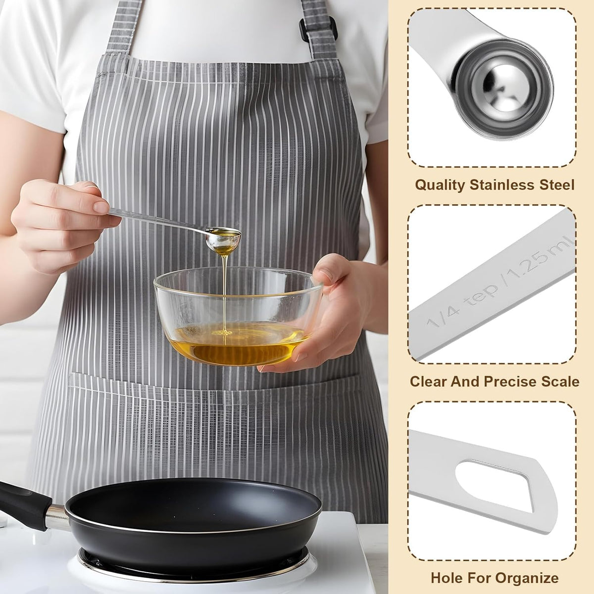 2pcs 1/4 Teaspoon Measuring Spoon 1/4 tsp 1.25 ml 1.25 cc Tablespoon Measuring Spoon Stainless Steel Mini Small Table Measure Spoons Short Handle Metal Teaspoon Scoop for Kitchen Cooking