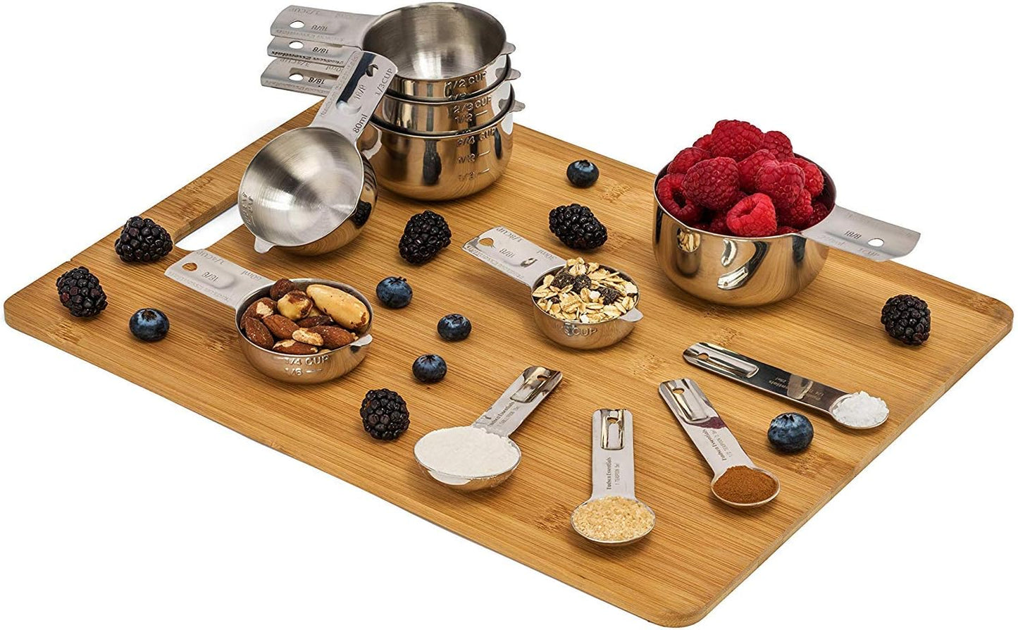 Stainless Steel Measuring Cups and Spoons Set - Stackable Set with Spout (11 Piece Set)