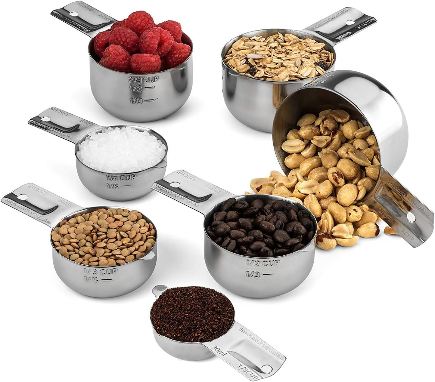 Stainless Steel Measuring Cups and Spoons Set - Stackable Set with Spout (11 Piece Set)