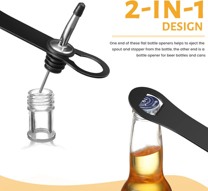 Bottle Opener Spout Remover Flat Bar Key, Black, 4 Pcs