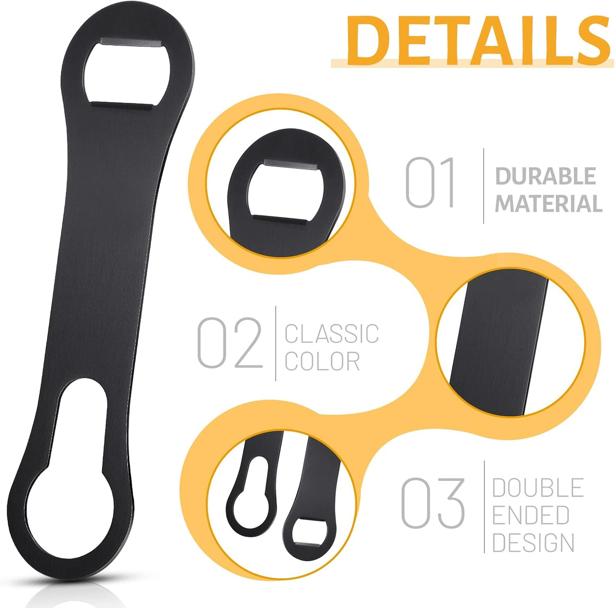 Bottle Opener Spout Remover Flat Bar Key, Black, 4 Pcs