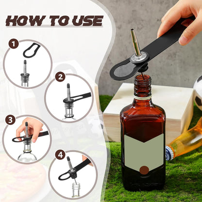 Bottle Opener Spout Remover Flat Bar Key, Black, 4 Pcs