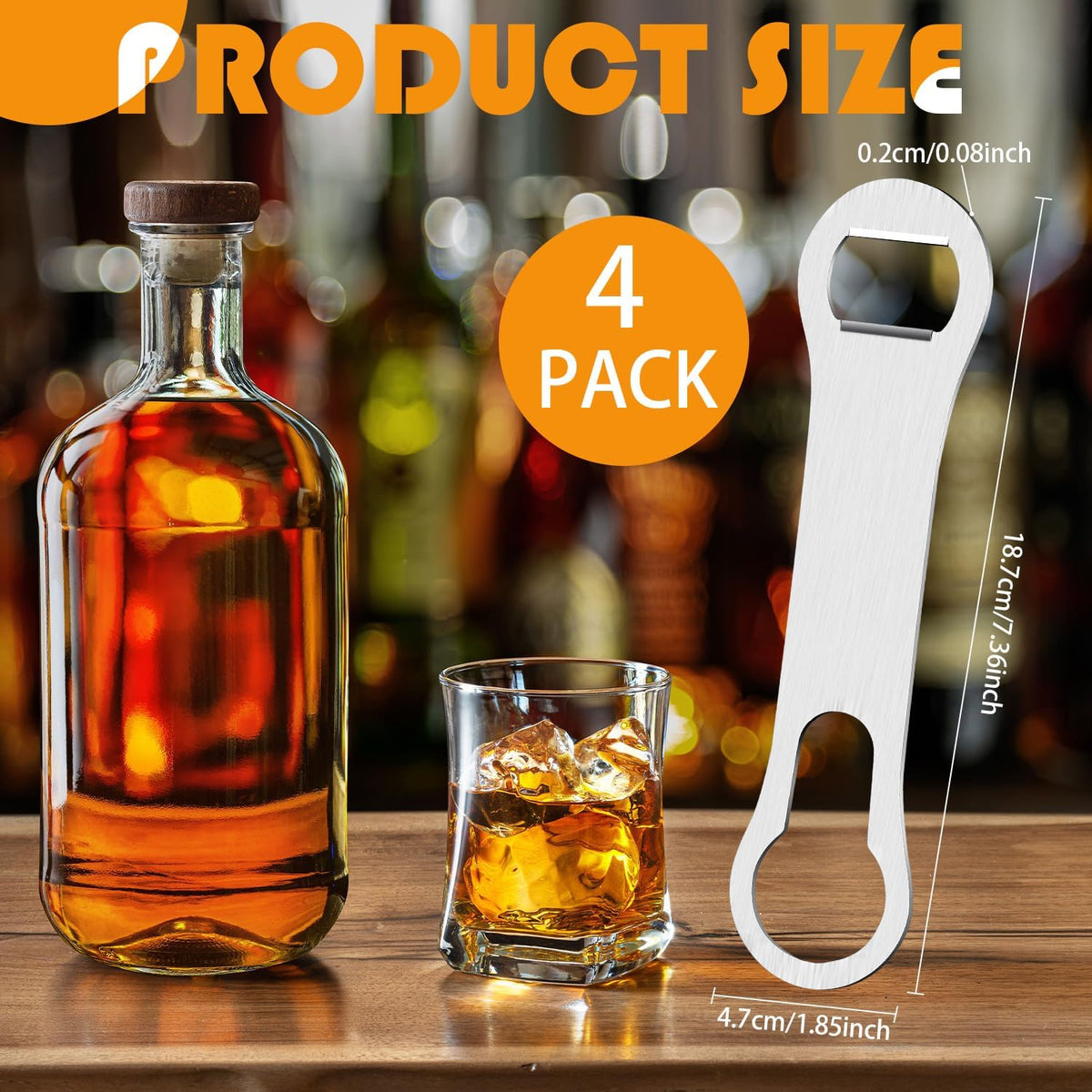 Bottle Opener Spout Remover Flat Bar Key, Black, 4 Pcs