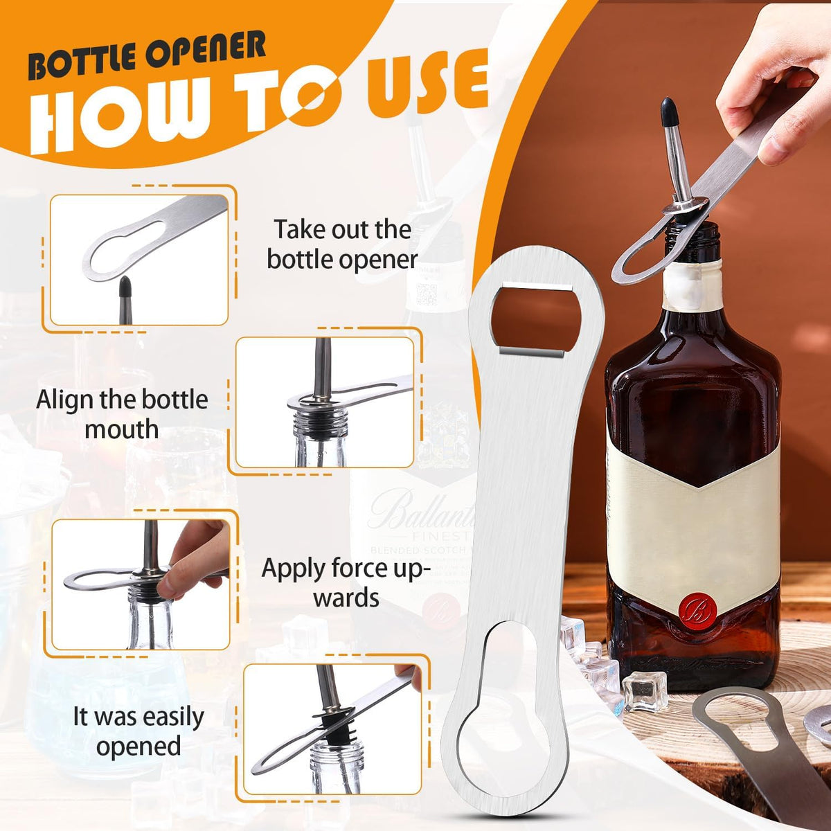 Bottle Opener Spout Remover Flat Bar Key, Black, 4 Pcs
