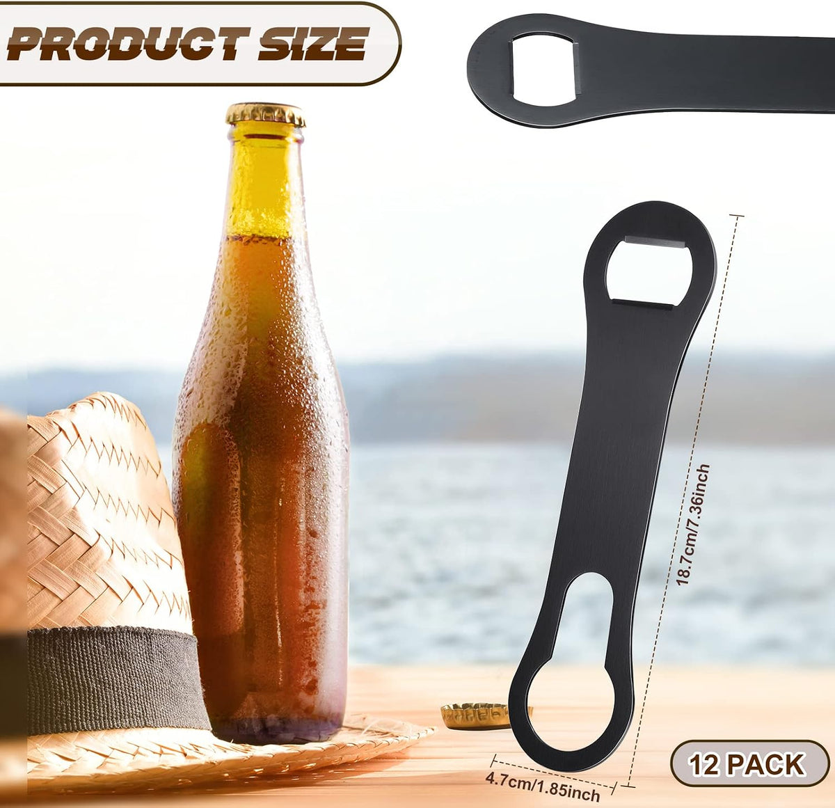 Bottle Opener Spout Remover Flat Bar Key, Black, 4 Pcs