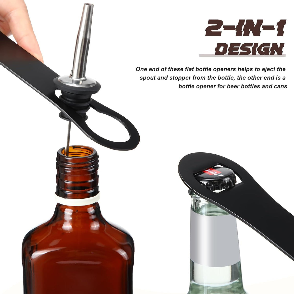 Bottle Opener Spout Remover Flat Bar Key, Black, 4 Pcs