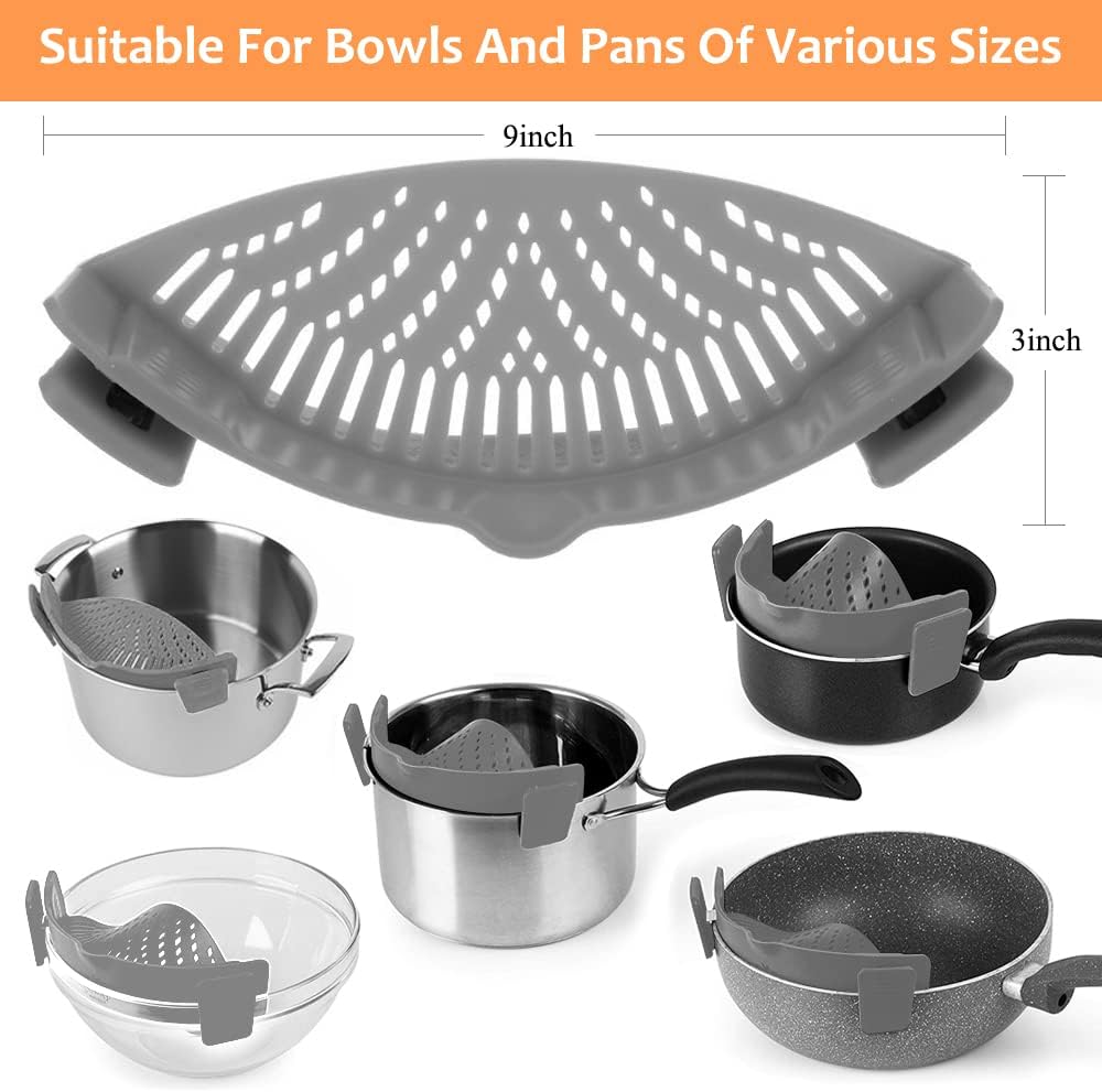 Clip on Strainer for All Pots Pan,Silicone Pasta Strainer