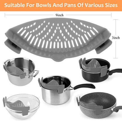 Clip on Strainer for All Pots Pan,Silicone Pasta Strainer