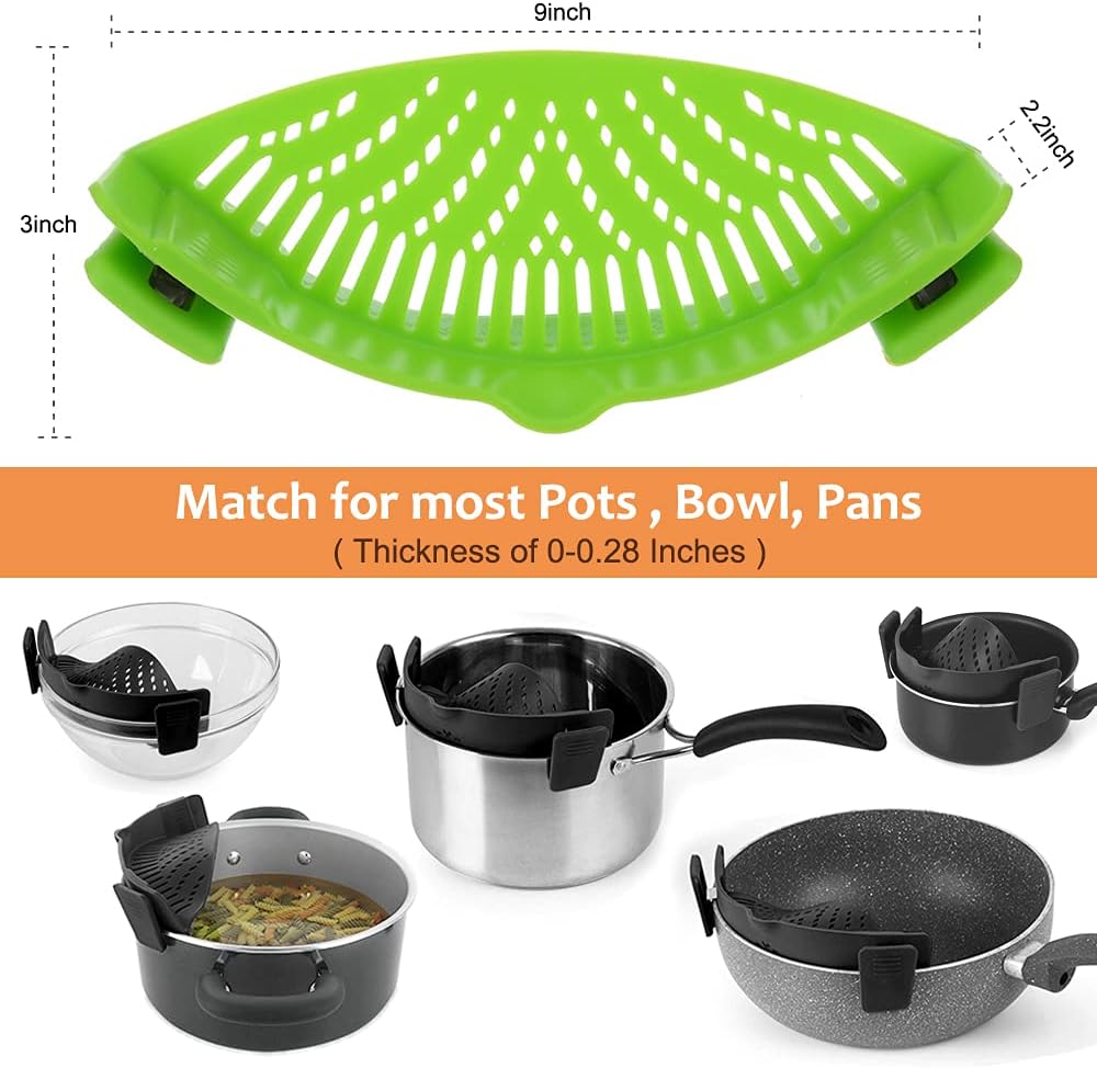 Clip on Strainer for All Pots Pan,Silicone Pasta Strainer