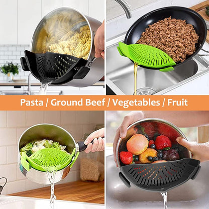 Clip on Strainer for All Pots Pan,Silicone Pasta Strainer