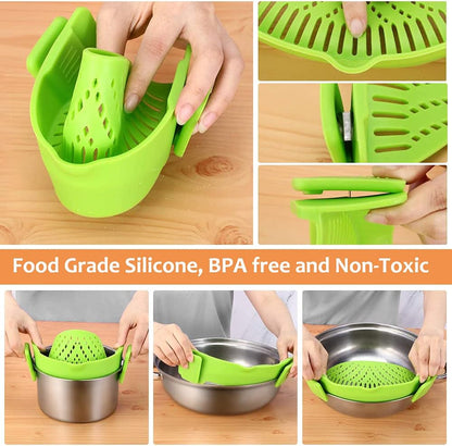 Clip on Strainer for All Pots Pan,Silicone Pasta Strainer