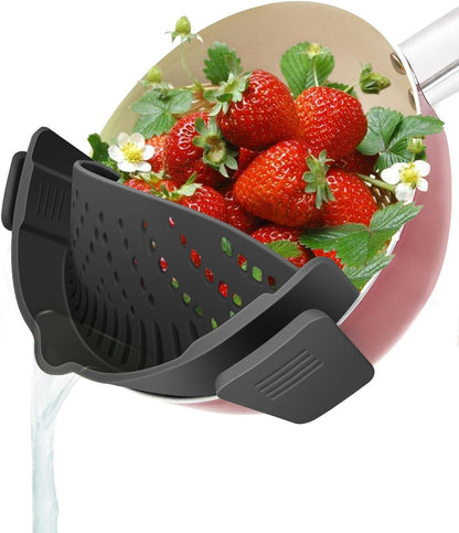 Clip on Strainer for All Pots Pan,Silicone Pasta Strainer