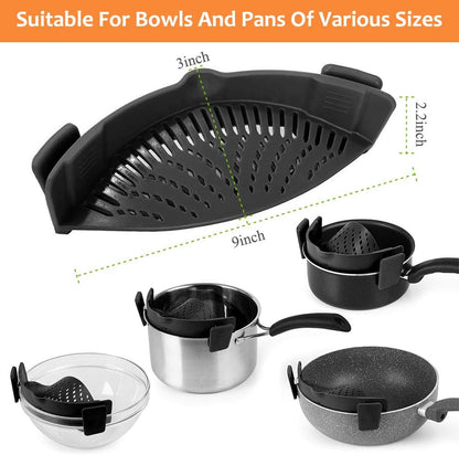 Clip on Strainer for All Pots Pan,Silicone Pasta Strainer