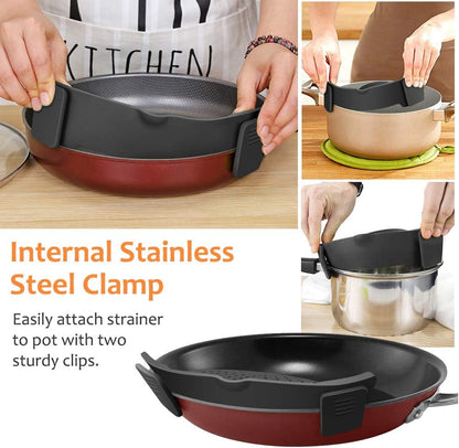 Clip on Strainer for All Pots Pan,Silicone Pasta Strainer