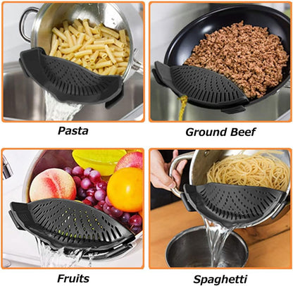 Clip on Strainer for All Pots Pan,Silicone Pasta Strainer