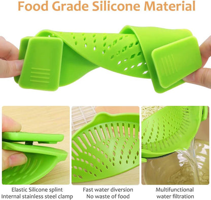 Clip on Strainer for All Pots Pan,Silicone Pasta Strainer