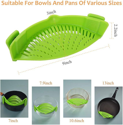 Clip on Strainer for All Pots Pan,Silicone Pasta Strainer