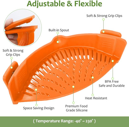 Clip on Strainer for All Pots Pan,Silicone Pasta Strainer