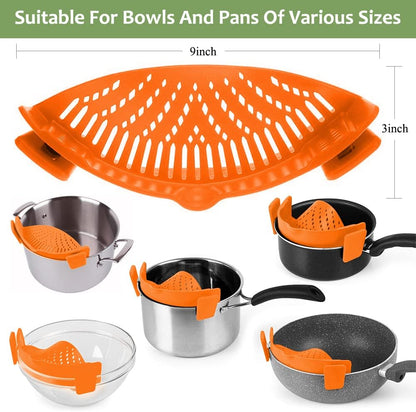 Clip on Strainer for All Pots Pan,Silicone Pasta Strainer