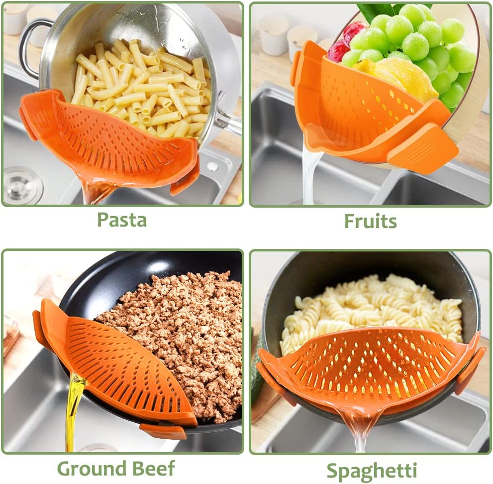 Clip on Strainer for All Pots Pan,Silicone Pasta Strainer