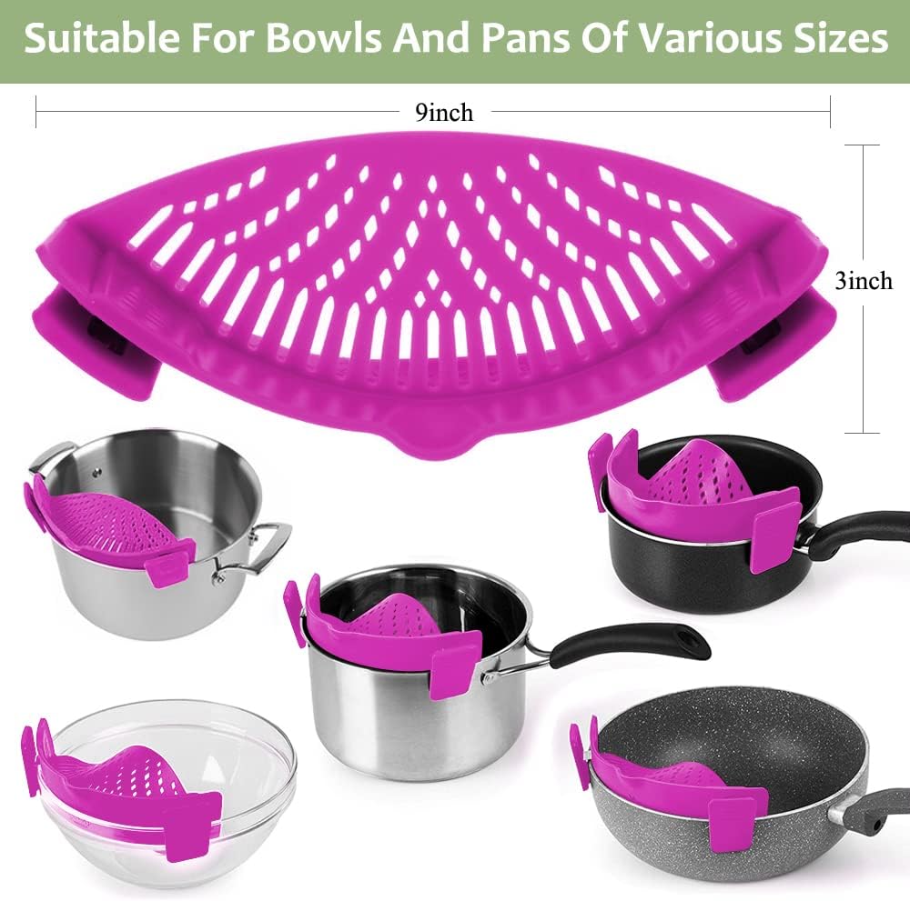 Clip on Strainer for All Pots Pan,Silicone Pasta Strainer