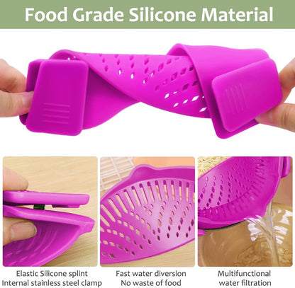 Clip on Strainer for All Pots Pan,Silicone Pasta Strainer