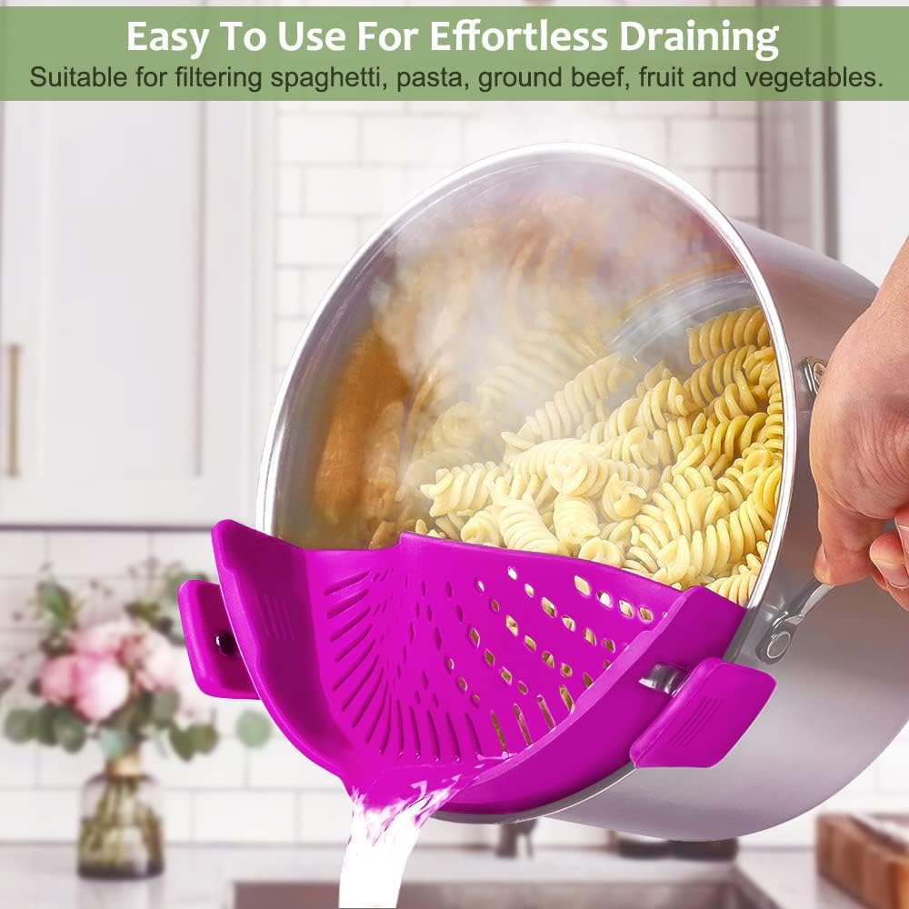Clip on Strainer for All Pots Pan,Silicone Pasta Strainer