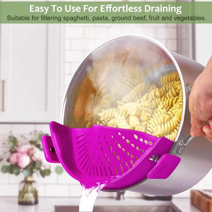 Clip on Strainer for All Pots Pan,Silicone Pasta Strainer