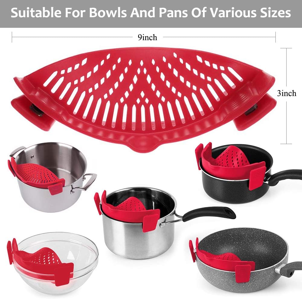 Clip on Strainer for All Pots Pan,Silicone Pasta Strainer