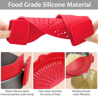 Clip on Strainer for All Pots Pan,Silicone Pasta Strainer