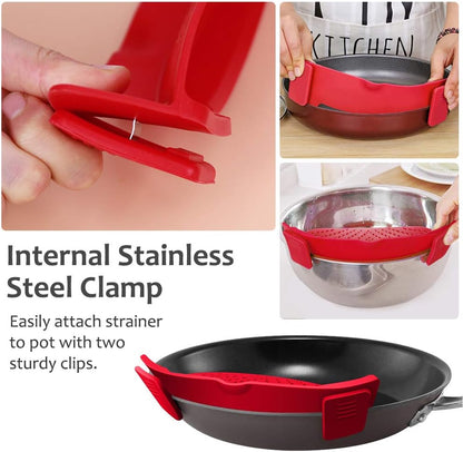 Clip on Strainer for All Pots Pan,Silicone Pasta Strainer