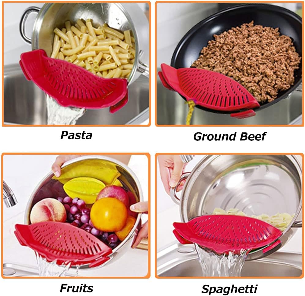 Clip on Strainer for All Pots Pan,Silicone Pasta Strainer